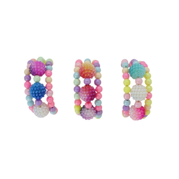 JEWELRY - CHILDREN'S BRACELET - MEMORY WIRE AND PLASTIC - RASPBERRY G152 - MIX - PACKAGE 12pcs.