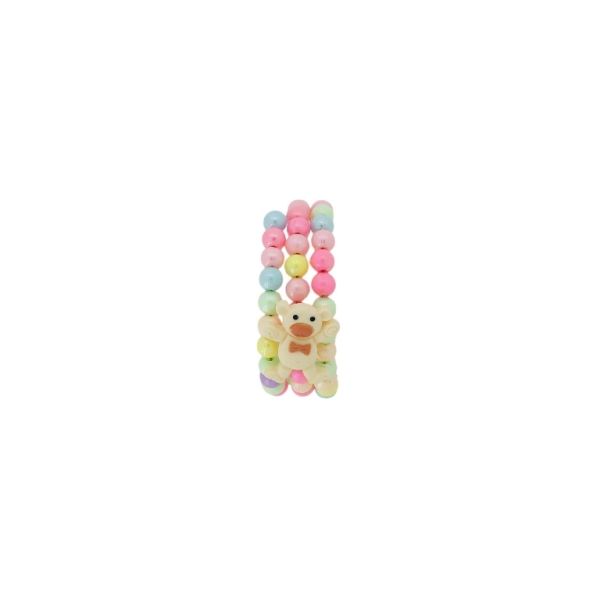 JEWELRY - CHILDREN'S BRACELET - MEMORY WIRE AND PLASTIC - BEAR G167 - ECRU (DARK)-BROWN-MIX - 1pc.