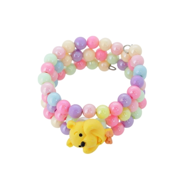 JEWELRY - CHILDREN'S BRACELET - MEMORY WIRE AND PLASTIC - WINNIE THE POOH G164 - YELLOW (DARK)-ORANGE-MIX - 1pc.