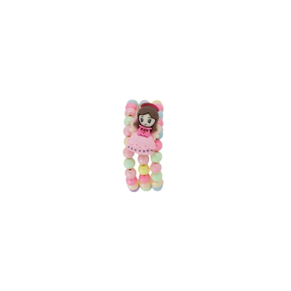JEWELRY - CHILDREN'S BRACELET - MEMORY WIRE AND PLASTIC - GIRL G170 - ORANGE-ECRU-MIX - 1pc.