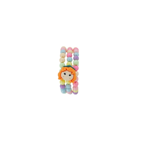 JEWELRY - CHILDREN'S BRACELET - MEMORY WIRE AND PLASTIC - GIRL G172 - PINK-BROWN-MIX - PACKAGE 12pcs.