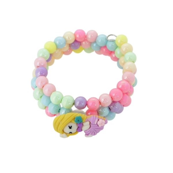 JEWELRY - CHILDREN'S BRACELET - MEMORY WIRE AND PLASTIC - RAPUNZEL G169 - YELLOW-PURPLE-MIX - 1pc.