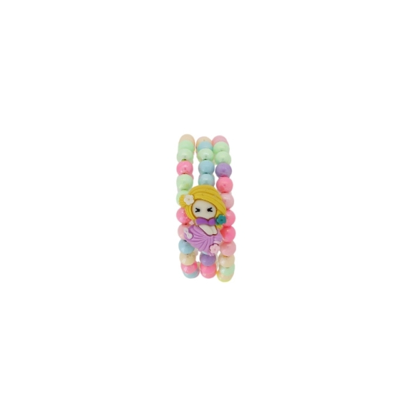 JEWELRY - CHILDREN'S BRACELET - MEMORY WIRE AND PLASTIC - RAPUNZEL G169 - YELLOW-PURPLE-MIX - PACKAGE 12pcs.