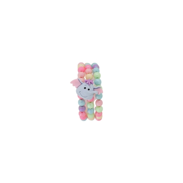 JEWELRY - CHILDREN'S BRACELET - MEMORY WIRE AND PLASTIC - ELEPHANT G166 - BLUE-PINK-MIX - 1pc.
