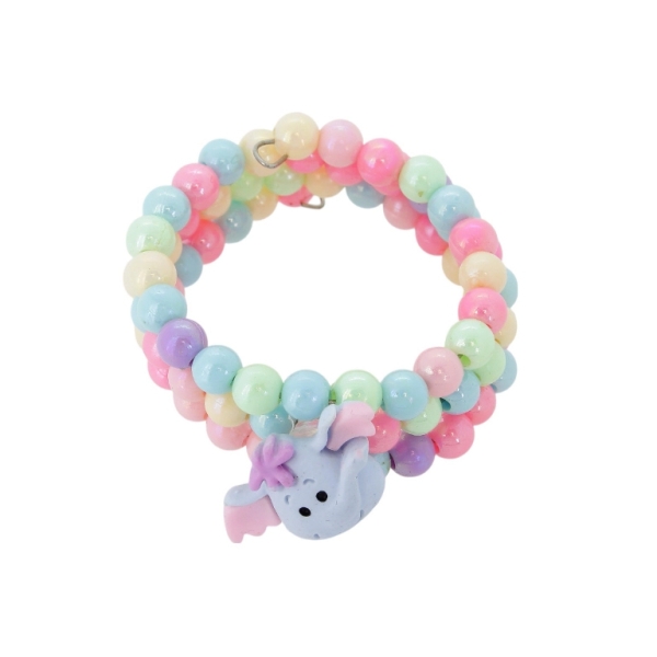 JEWELRY - CHILDREN'S BRACELET - MEMORY WIRE AND PLASTIC - ELEPHANT G166 - BLUE-PINK-MIX - PACKAGE 12pcs.
