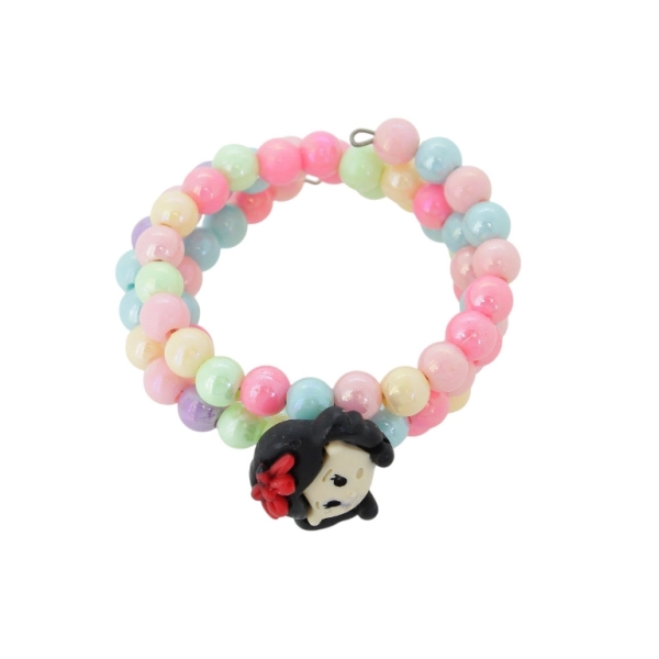 JEWELRY - CHILDREN'S BRACELET - MEMORY WIRE AND PLASTIC - SNOW WHITE G173 - BLACK-ECRU-MIX - 1pc.