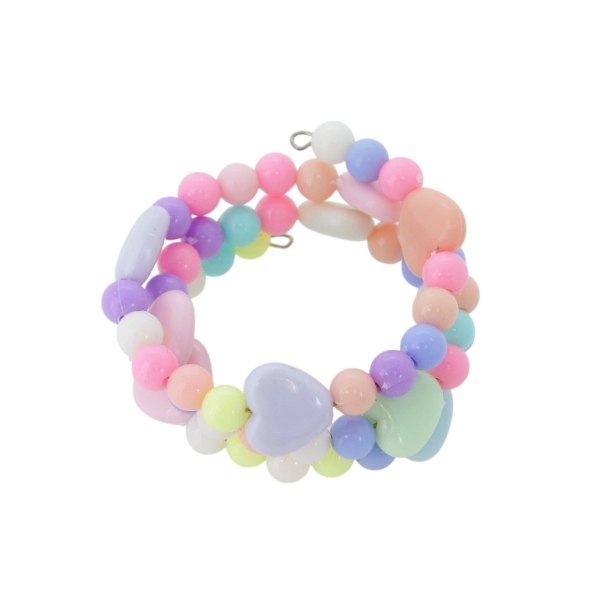 JEWELRY - CHILDREN'S BRACELET - MEMORY WIRE AND PLASTIC - HEART G153 - MIX - 1pc.