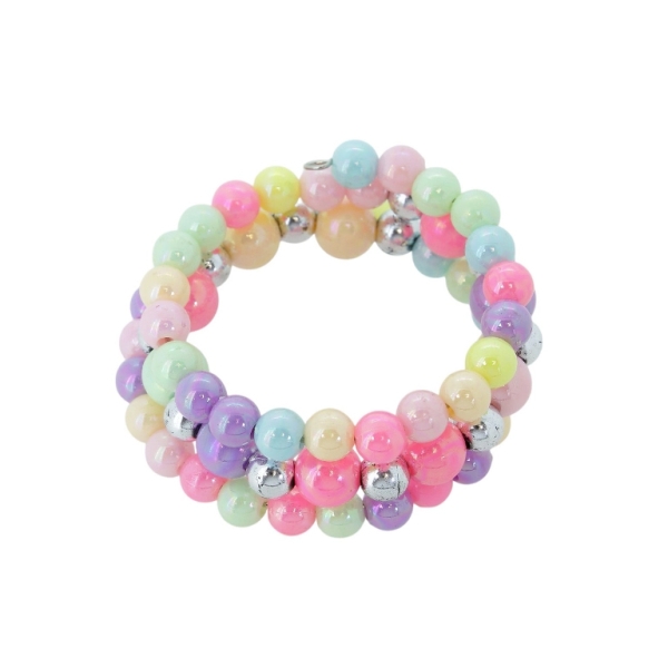 JEWELRY - CHILDREN'S BRACELET - MEMORY WIRE AND PLASTIC - BALL G157 - NICKEL AND MIX - 1pc.