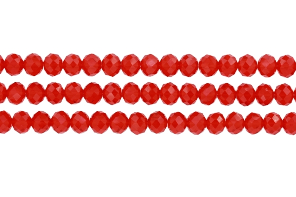 GLASS BEADS - FACETED RONDELLE CRYSTALS - 10х8mm - TRANSPARENT - RED 033 - STRING (70pcs.) Hole-1.5mm