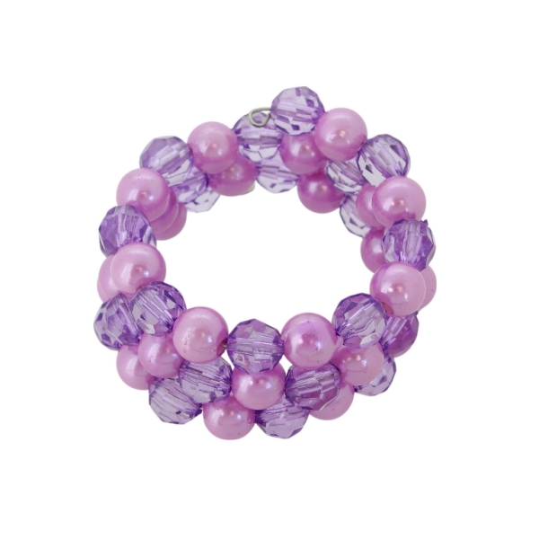 JEWELRY - CHILDREN'S BRACELET - MEMORY WIRE AND PLASTIC - BALL G174 - PURPLE (DARK)-PURPLE - PACKAGE 12pcs.