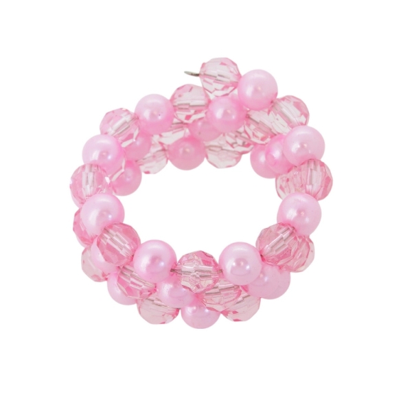 JEWELRY - CHILDREN'S BRACELET - MEMORY WIRE AND PLASTIC - BALL G174 - PINK (LIGHT)-PINK - 1pc.