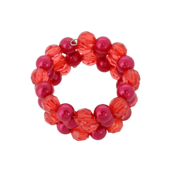 JEWELRY - CHILDREN'S BRACELET - MEMORY WIRE AND PLASTIC - BALL G174 - RED-RED (DARK) - PACKAGE 12pcs.
