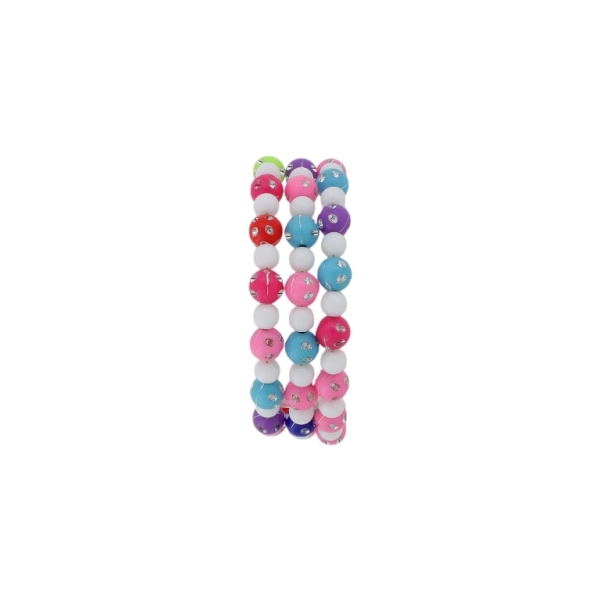 JEWELRY - CHILDREN'S BRACELET - MEMORY WIRE AND PLASTIC - BALL CRYSTALS G149 - WHITE AND MIX - PACKAGE 12pcs.