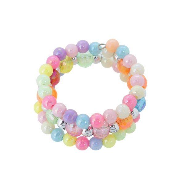 JEWELRY - CHILDREN'S BRACELET - MEMORY WIRE AND PLASTIC - BALL FACETED G154 - NICKEL AND MIX - PACKAGE 12pcs.