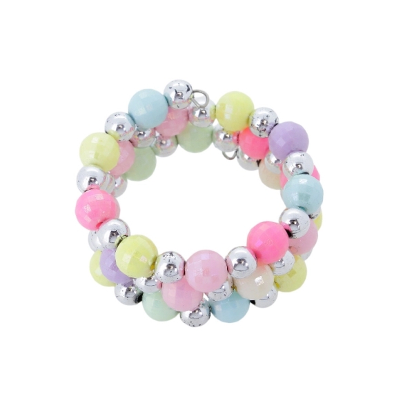 JEWELRY - CHILDREN'S BRACELET - MEMORY WIRE AND PLASTIC - BALL FACETED G155 - NICKEL AND MIX - PACKAGE 12pcs.