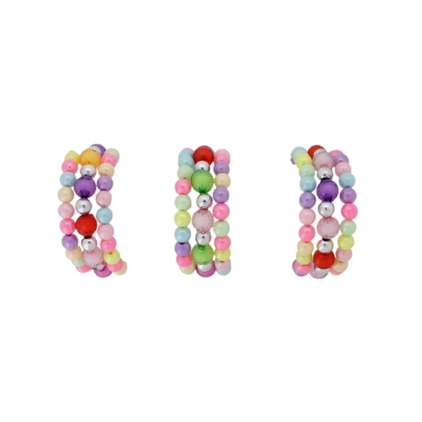 JEWELRY - CHILDREN'S BRACELET - MEMORY WIRE AND PLASTIC - BALL FACETED G156 - RED-NICKEL-MIX - PACKAGE 12pcs.