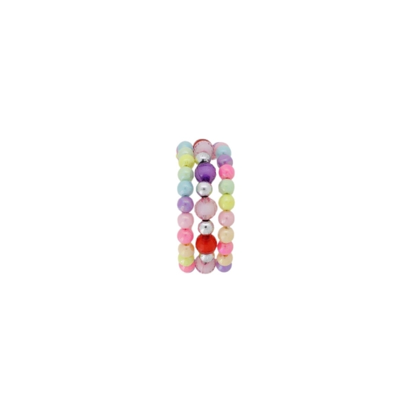 JEWELRY - CHILDREN'S BRACELET - MEMORY WIRE AND PLASTIC - BALL FACETED G156 - RED-NICKEL-MIX - PACKAGE 12pcs.