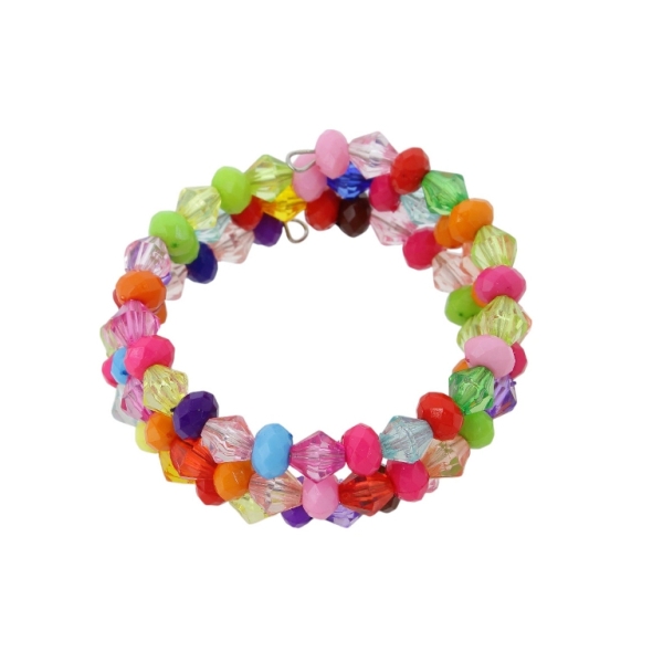 JEWELRY - CHILDREN'S BRACELET - MEMORY WIRE AND PLASTIC - WASHER FACETED G151 - MIX - 1pc.