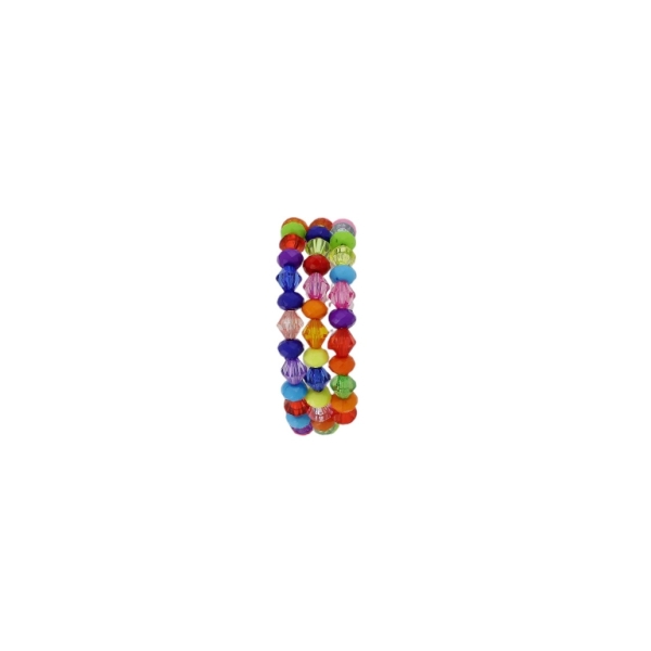 JEWELRY - CHILDREN'S BRACELET - MEMORY WIRE AND PLASTIC - WASHER FACETED G151 - MIX - PACKAGE 12pcs.