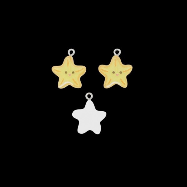 PLASTIC BEADS - RESIN 3D - PENDANT - STARFISH 02 - 19x21x3mm YELLOW (LIGHT)-ORANGE - PACKAGE 30pcs. Hole-2.0mm