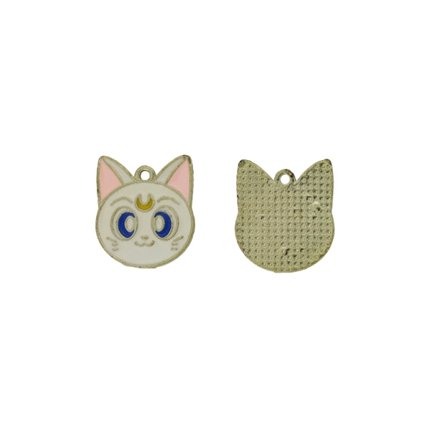 METAL BEADS WITH ENAMEL - PENDANT - CAT 09 - 18x20x1.6mm ECRU-PINK (LIGHT)-BLUE - 4pcs. Hole-1.7mm