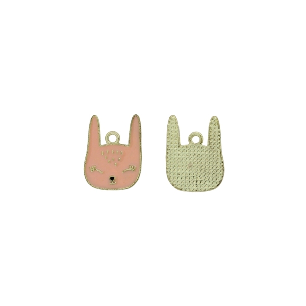 METAL BEADS WITH ENAMEL - PENDANT - CAT 10 - 15x19x1.6mm PINK (LIGHT) - PACKAGE 40pcs. Hole-1.8mm