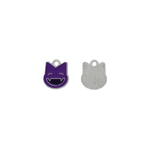 METAL BEADS WITH ENAMEL - PENDANT - CAT 12 - 13x15x1.5mm PURPLE-PURPLE (DARK) - 5pcs. Hole-2.0mm