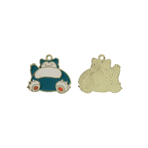 METAL BEADS WITH ENAMEL - PENDANT - CAT 16 - 23x20x1.5mm PETROLEUM-WHITE-ORANGE - PACKAGE 30pcs. Hole-2.0mm