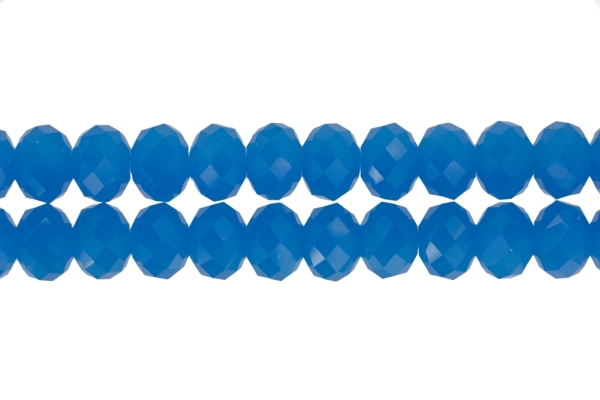 GLASS BEADS - FACETED RONDELLE CRYSTALS - 12x9mm - MILKY - BLUE (LIGHT) 041 - PACKAGE (2x72pcs.) Hole:1.8mm