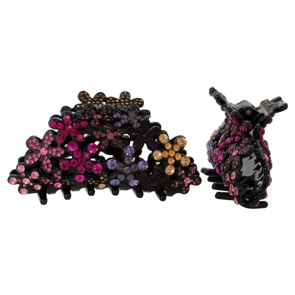 JEWELRY - BRACKET - CLAW HAIR CLIP WITH GLASS CRYSTALS SH092 - ЦВЕТЕ - 10x4.6x3.0cm BLACK-CYCLAMEN-PURPLE - 1pcs.