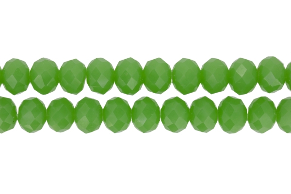 GLASS BEADS - FACETED RONDELLE CRYSTALS - 12x9mm - MILKY - GREEN 039 - PACKAGE (2x72pcs.) Hole:1.8mm