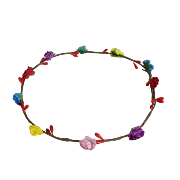 JEWELRY - ACCESSORY FOR HAIR - TIARA WREATH WITH FLOWERS D040 - WIRE AND PAPER - MIX - PACKAGE 6pcs.