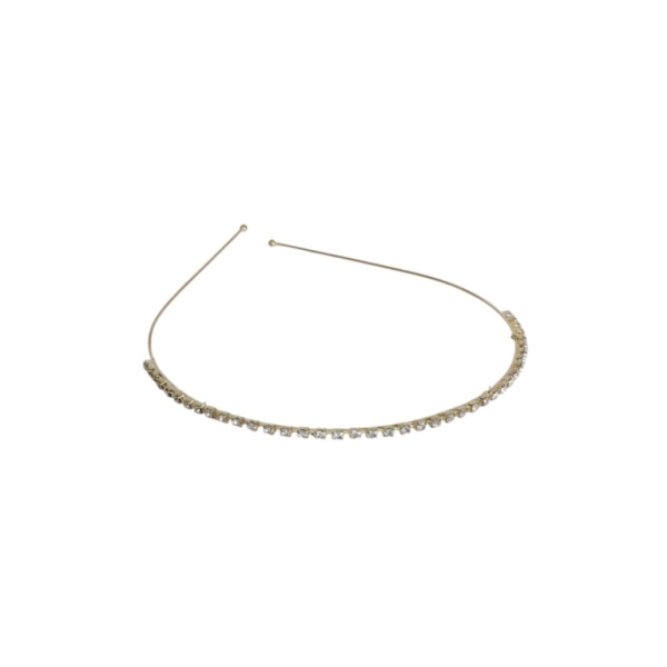 JEWELRY - ACCESSORY FOR HAIR - TIARA WITH CRYSTALS D048 - METAL AND GLASS - GOLD AND WHITE - 1pc.