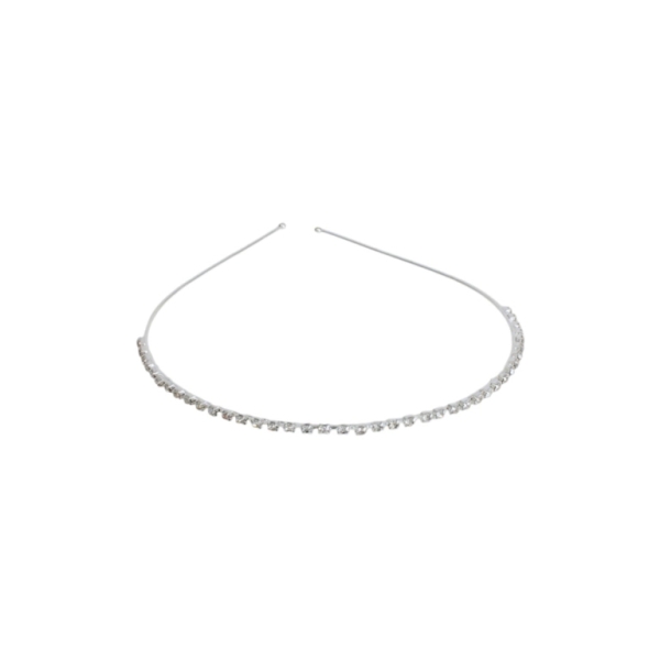 JEWELRY - ACCESSORY FOR HAIR - TIARA WITH CRYSTALS D048 - METAL AND GLASS - NICKEL AND WHITE - PACKAGE 6pcs.