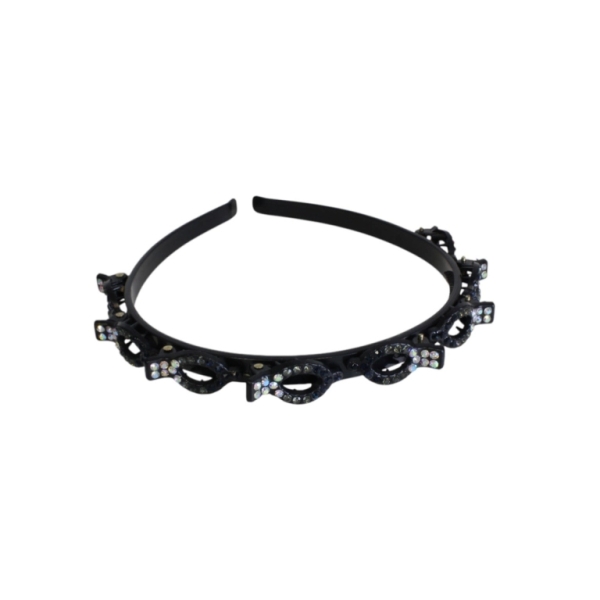 JEWELRY - ACCESSORY FOR HAIR - TIARA WITH HAIR CLIPS - PLASTIC AND CRYSTALS - ELLIPSE D043 - BLACK-BLUE (DARK)-GRAY - PACKAGE 6pcs.