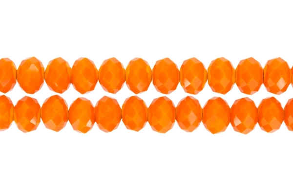 GLASS BEADS - FACETED RONDELLE CRYSTALS - 12x9mm - OPAQUE - ORANGE 064В - STRING (72pcs.) Hole:1.8mm