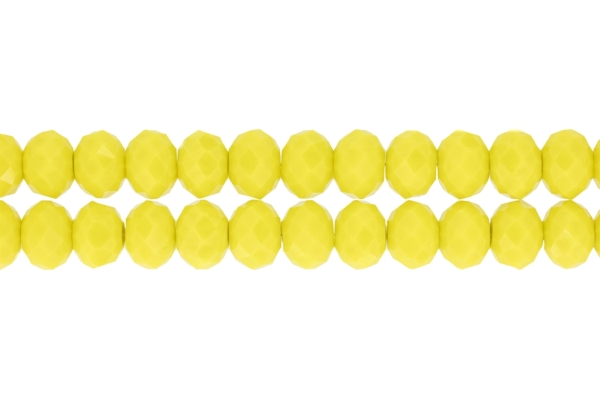 GLASS BEADS - FACETED RONDELLE CRYSTALS - 12x9mm - OPAQUE - YELLOW 063 - PACKAGE (2x72pcs.) Hole:1.8mm