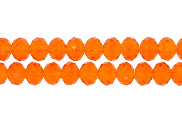 GLASS BEADS - FACETED RONDELLE CRYSTALS - 12x9mm - TRANSPARENT - ORANGE 028 - STRING (72pcs.) Hole:1.8mm