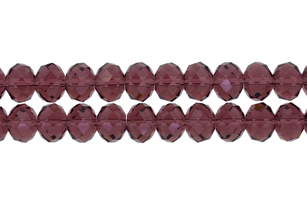 GLASS BEADS - FACETED RONDELLE CRYSTALS - 12x9mm - TRANSPARENT - PURPLE 013 - STRING (72pcs.) Hole:1.8mm