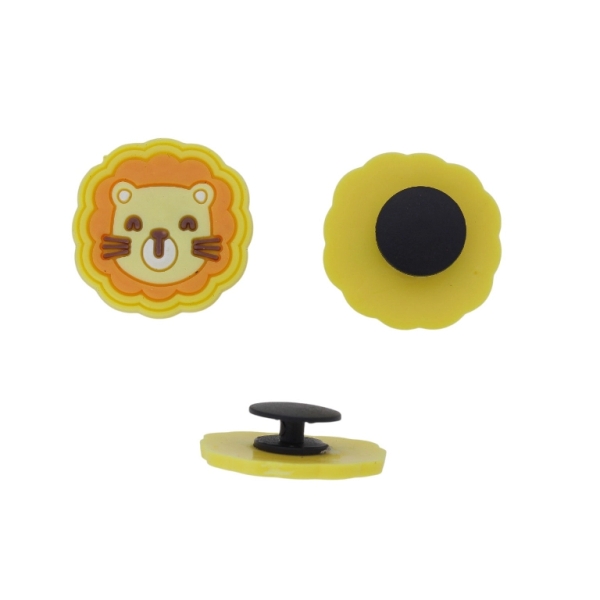 PLASTIC BEADS - RUBBER 3D - BUTTON - LEO 01 - 24x23x3mm YELLOW-ORANGE-BROWN - PACKAGE 20pcs.