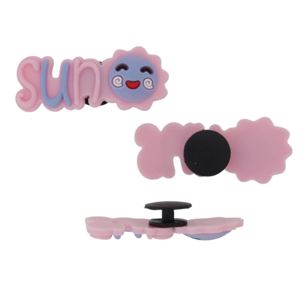 PLASTIC BEADS - RUBBER 3D - BUTTON - INSCRIPTIONS SUN 01 - 41x17x3mm PINK (LIGHT)-BLUE - PACKAGE 20pcs.