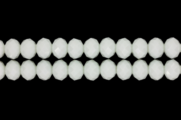 GLASS BEADS - FACETED RONDELLE CRYSTALS - 12x9mm - OPAQUE - WHITE 048 - STRING (72pcs.) Hole:1.8mm