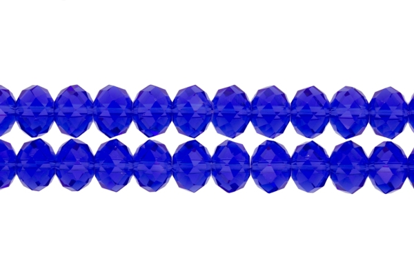 GLASS BEADS - FACETED RONDELLE CRYSTALS - 12x9mm - TRANSPARENT - BLUE 004 - STRING (72pcs.) Hole:1.8mm