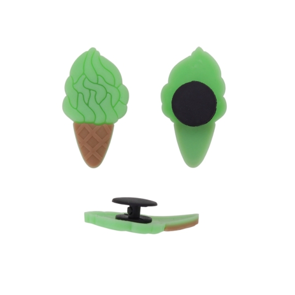 PLASTIC BEADS - RUBBER 3D - BUTTON - ICE CREAM 07 - 18x32x3mm GREEN (LIGHT)-BROWN - PACKAGE 20pcs.