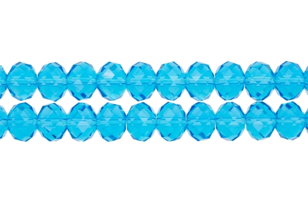 GLASS BEADS - FACETED RONDELLE CRYSTALS - 12x9mm - TRANSPARENT - BLUE (LIGHT) 008 - STRING (72pcs.) Hole:1.8mm