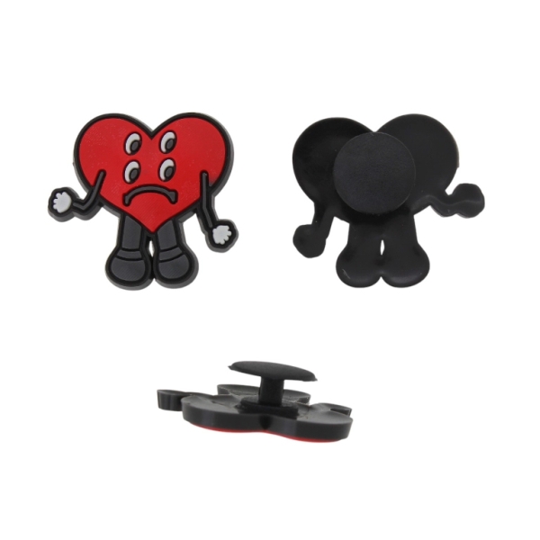 PLASTIC BEADS - RUBBER 3D - BUTTON - HEART 21 - 29x25x3mm RED-BLACK - PACKAGE 20pcs.