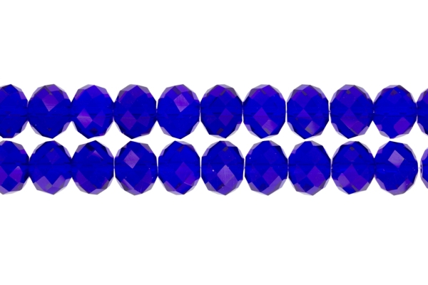 GLASS BEADS - FACETED RONDELLE CRYSTALS - 12x9mm - TRANSPARENT - BLUE (DARK) 005 - STRING (72pcs.) Hole:1.8mm