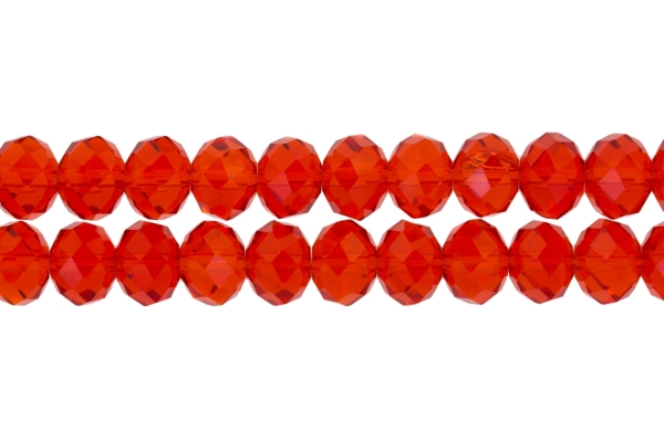 GLASS BEADS - FACETED RONDELLE CRYSTALS - 12x9mm - TRANSPARENT - RED 033 - STRING (72pcs.) Hole:1.8mm