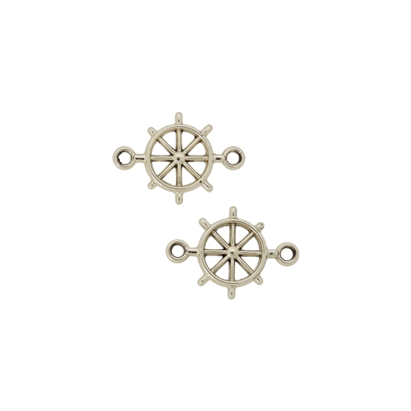 METAL BEADS WITH GLOSS - CONNECTING ELEMENT - 2 RINGS - SHIP RUDDER 01 - 21x15x2mm GOLD (LIGHT) - PACKAGE 100g 96pcs. Hole-1.8mm