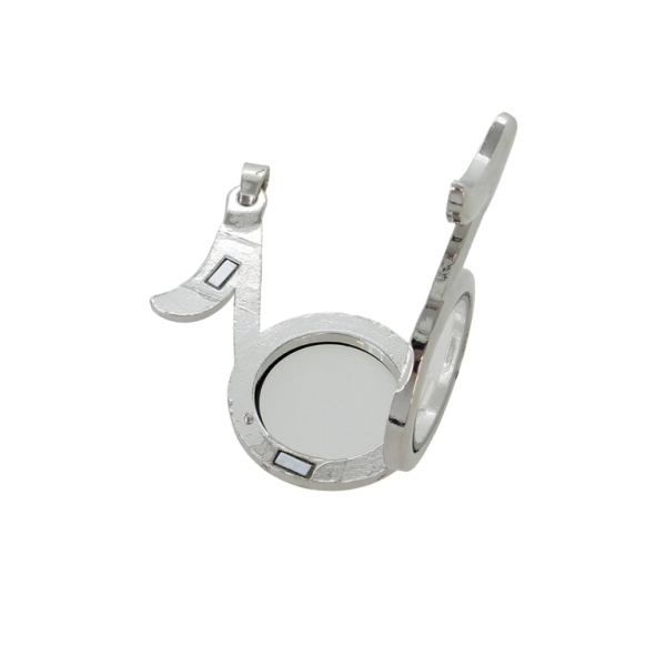 METAL BEADS - MEDALLION WITH MAGNETIC CLOSURE - NOTE 01 - 37x60x6mm NICKEL - 1pc. Hole-2.6mm